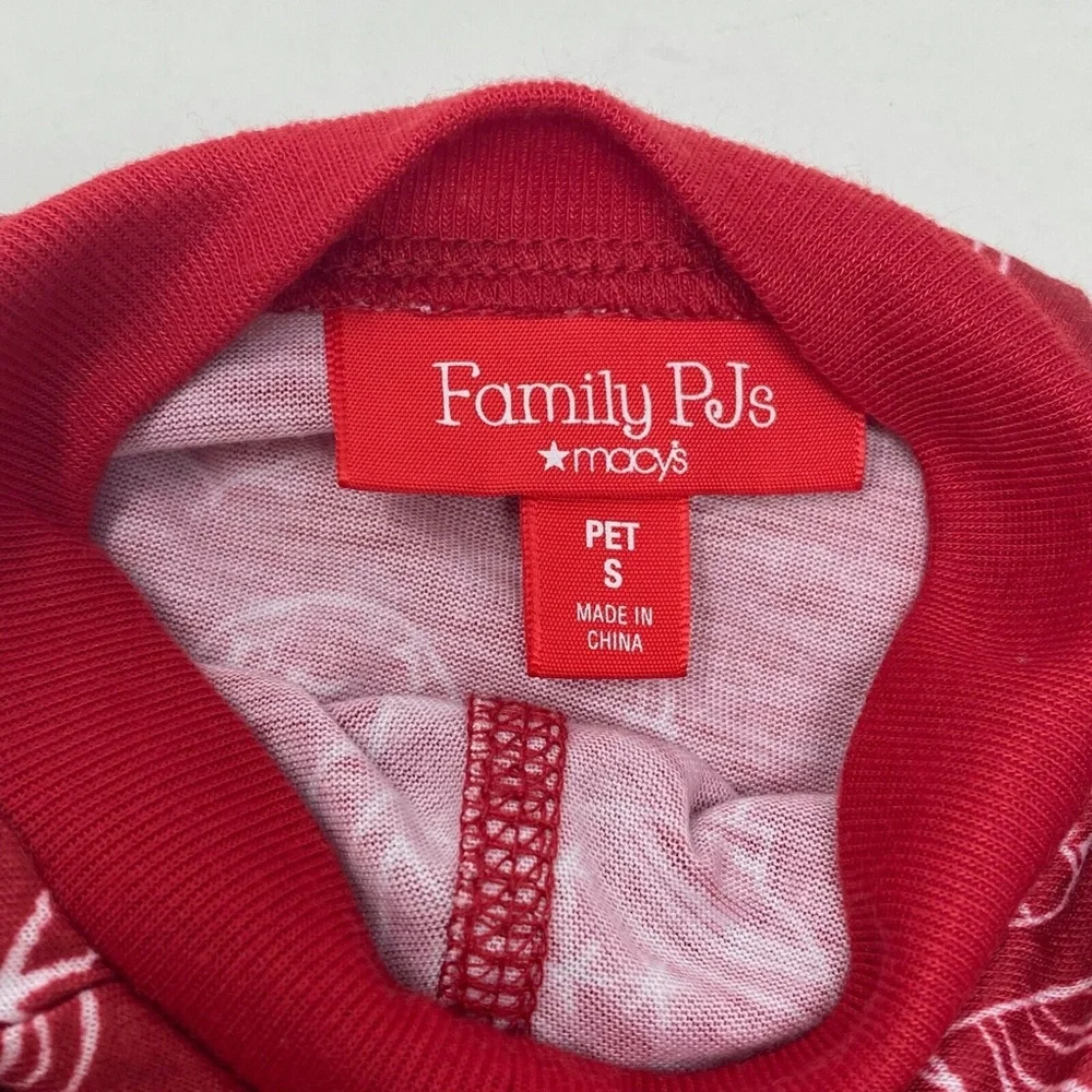 Matching Family Pet Size Small Dog Pajamas Red White Ornament Print One Piece